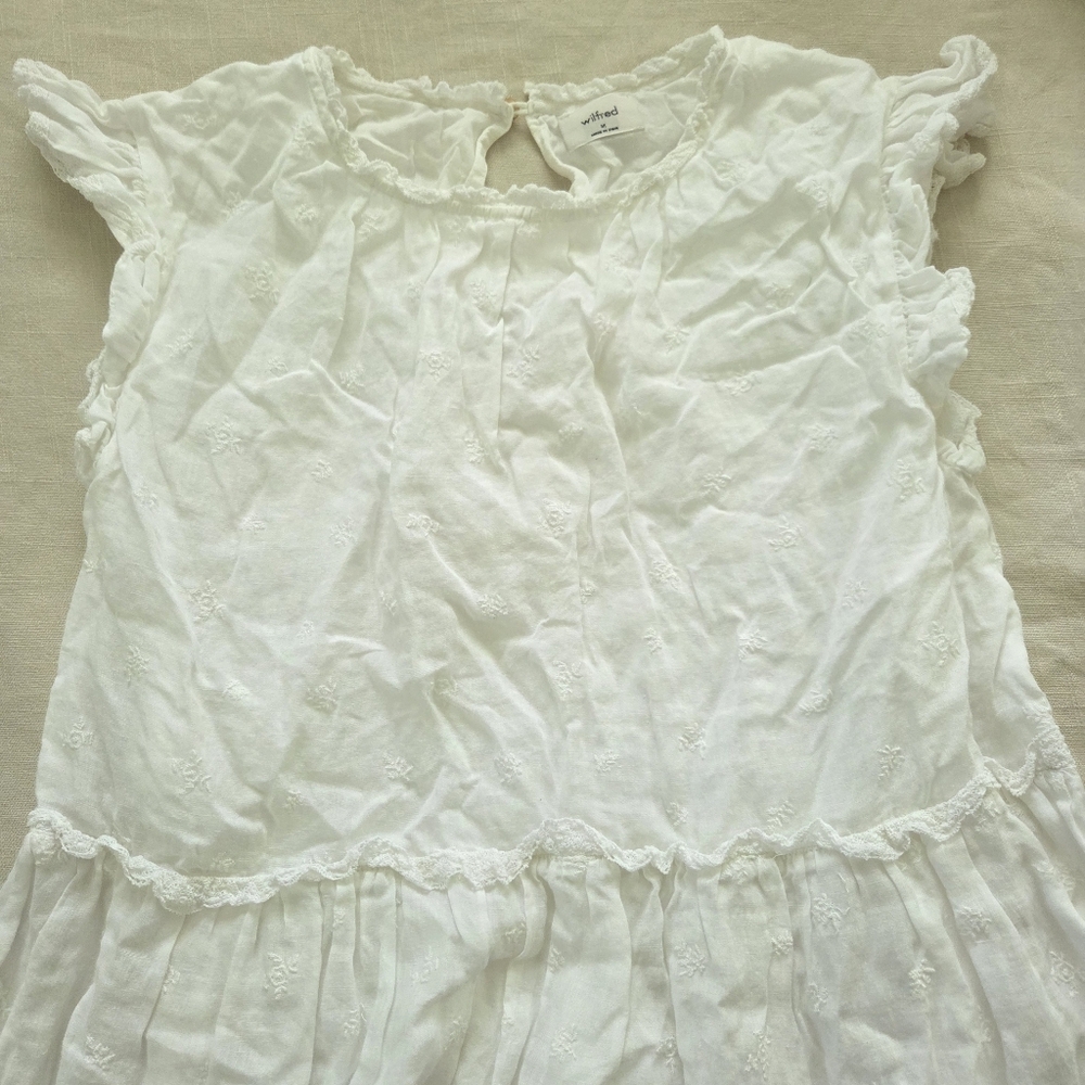 Wilfred White Eyelet Floral Dress Medium Womens - Picture 2 of 10